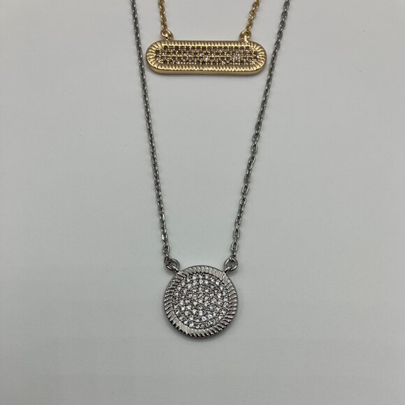 WHBM Convertible Layered Double Strand Silver Gold Charm Necklace - Picture 3 of 6